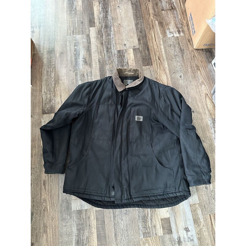 Vintage Dickies Insulated Blanket Lined Work Chore Jacket Black Coat Mens XL